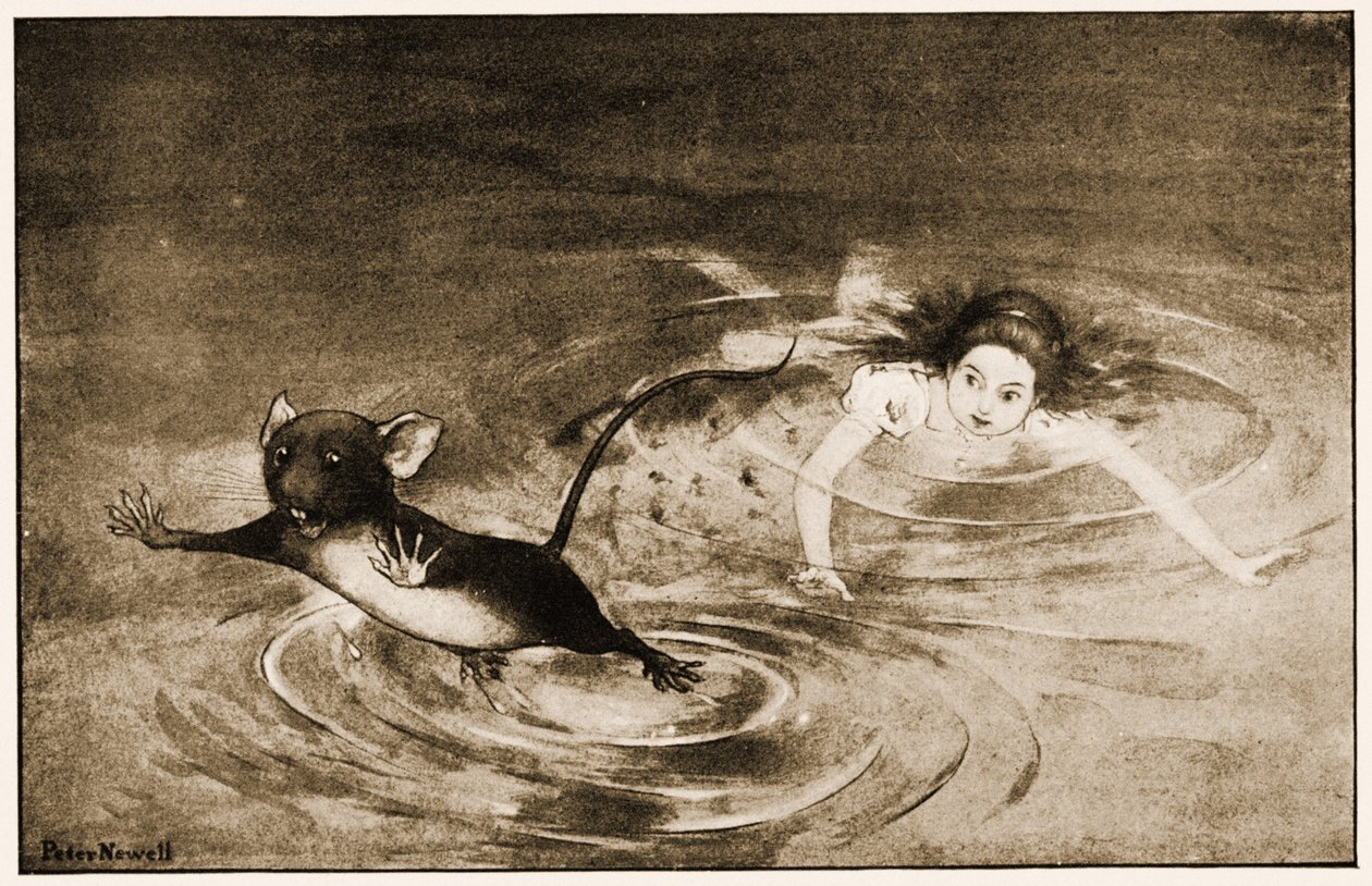 „Myš náhle vyskočila z vody“, ilustrace pro Lewise Carrolla Alenka v říši divů, 1901 od Peter Newell