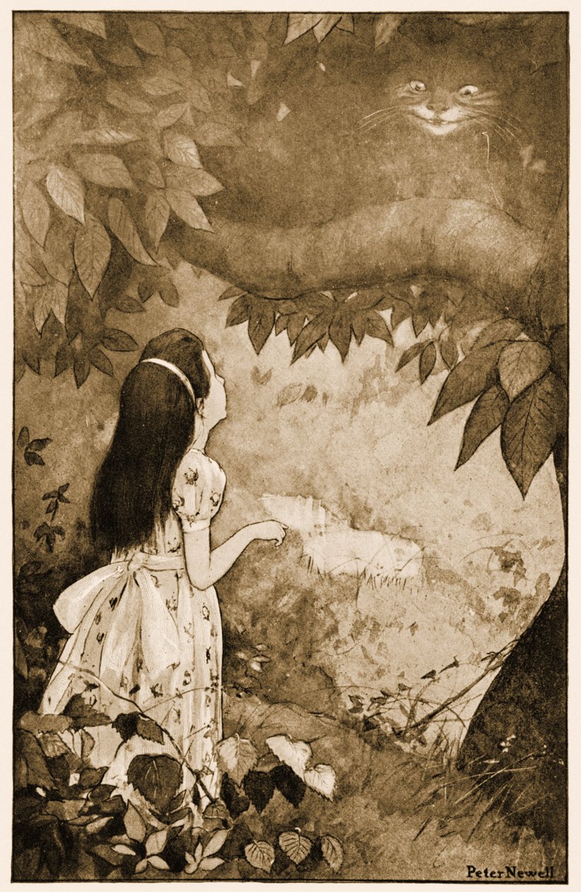 Tentokrát to zmizelo docela pomalu, ilustrace pro Lewis Carrolls Alices Adventures in Wonderland, 1901 od Peter Newell