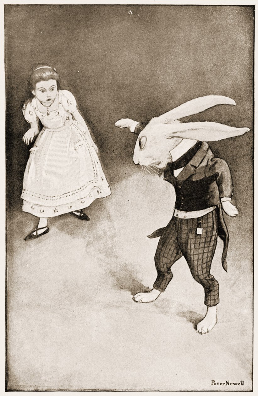 "Proč, Mary Ann, co tady děláš?", ilustrace k Alence Dobrodružství v říši divů od Lewise Carrolla, 1901 od Peter Newell