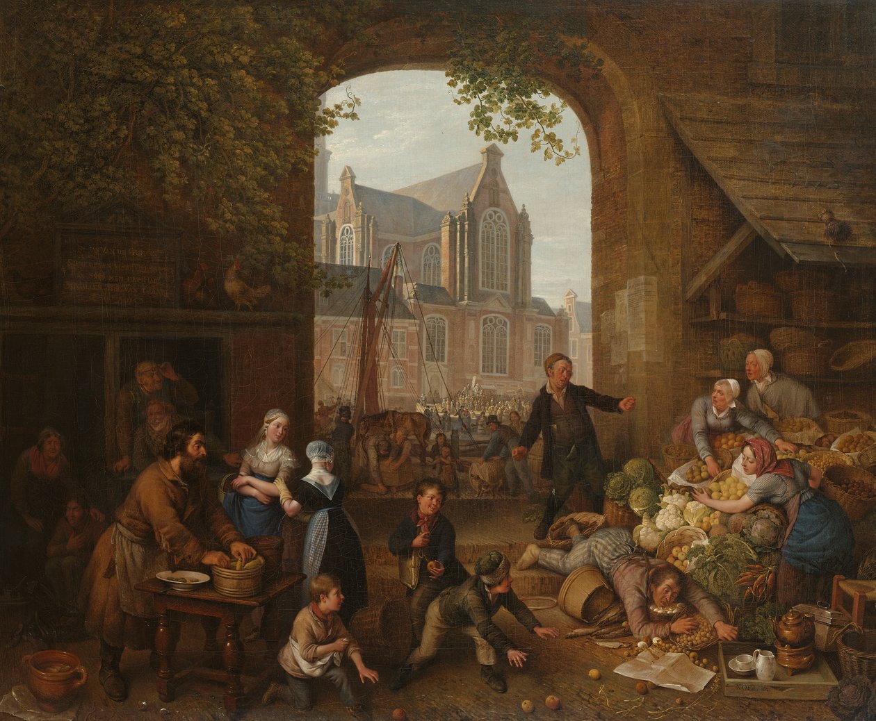 Dva opilci na trhu ve Westerkerku v Amsterdamu od Peter Paul Joseph Noël