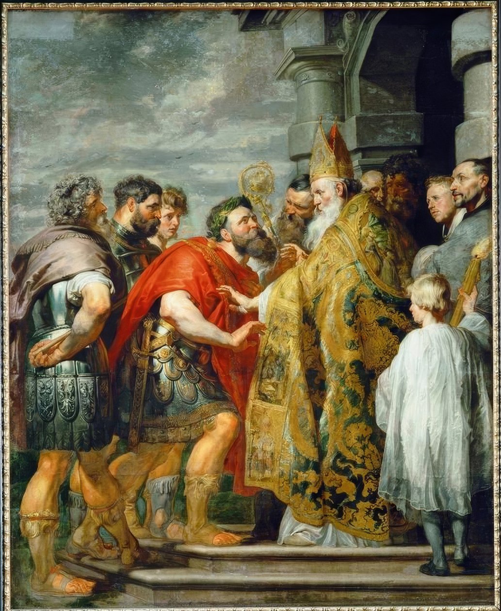 Svatý. Ambrosius a císař Theodosius od Peter Paul Rubens