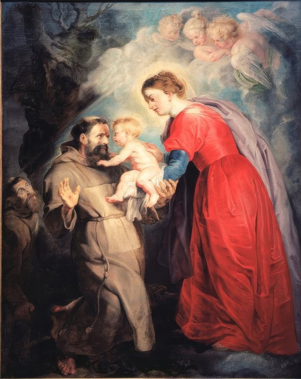 Svatý. František přijímá malého Ježíše od Peter Paul Rubens