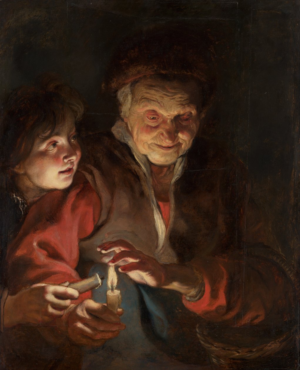 Stará žena a chlapec se svíčkami, c.1616-1617 od Peter Paul Rubens