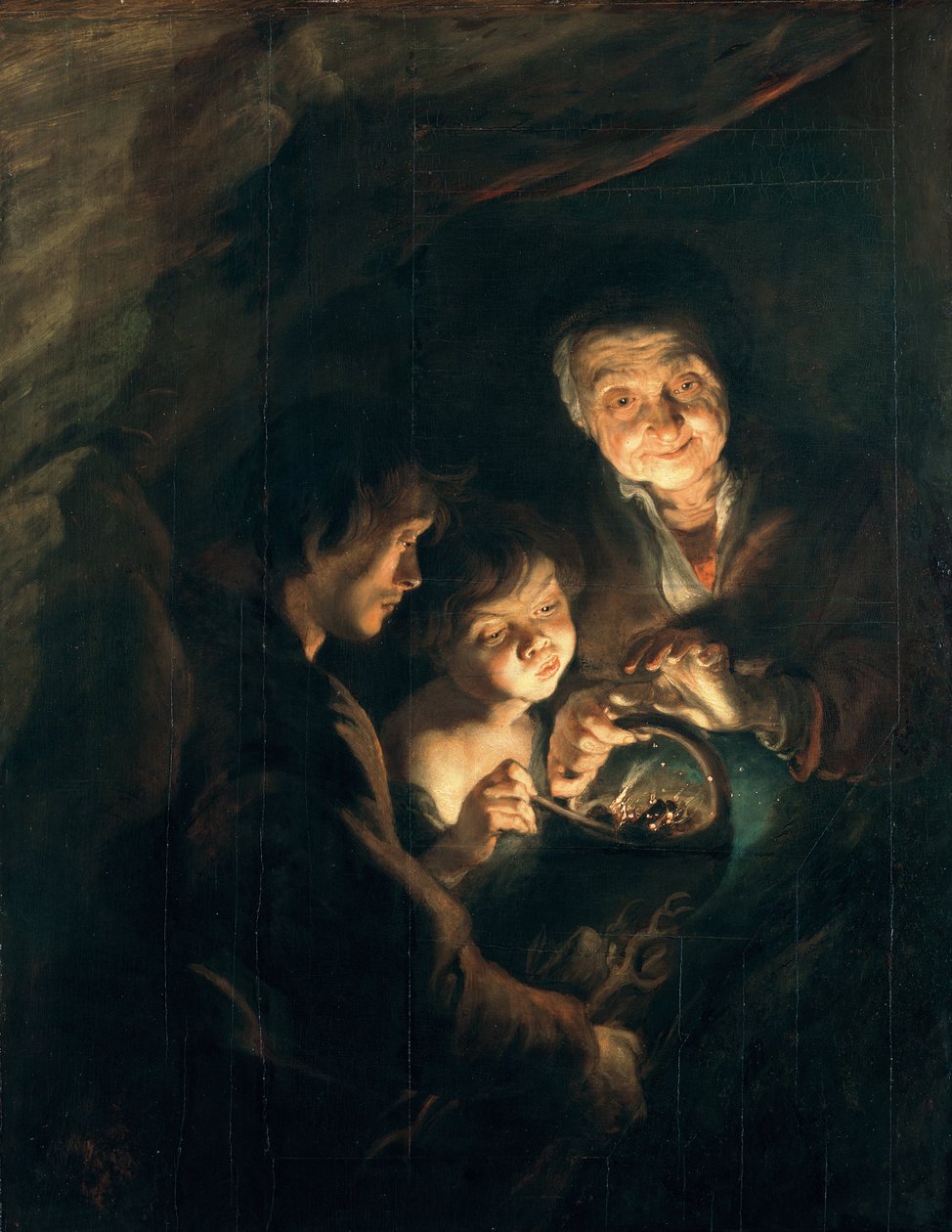 Stará žena s košíkem uhlí od Peter Paul Rubens