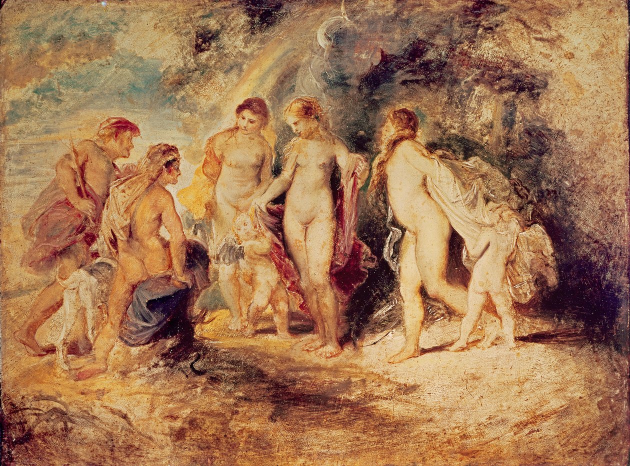 The Judgment of Paris, c.1599-1601 (olej na mědi) od Peter Paul Rubens