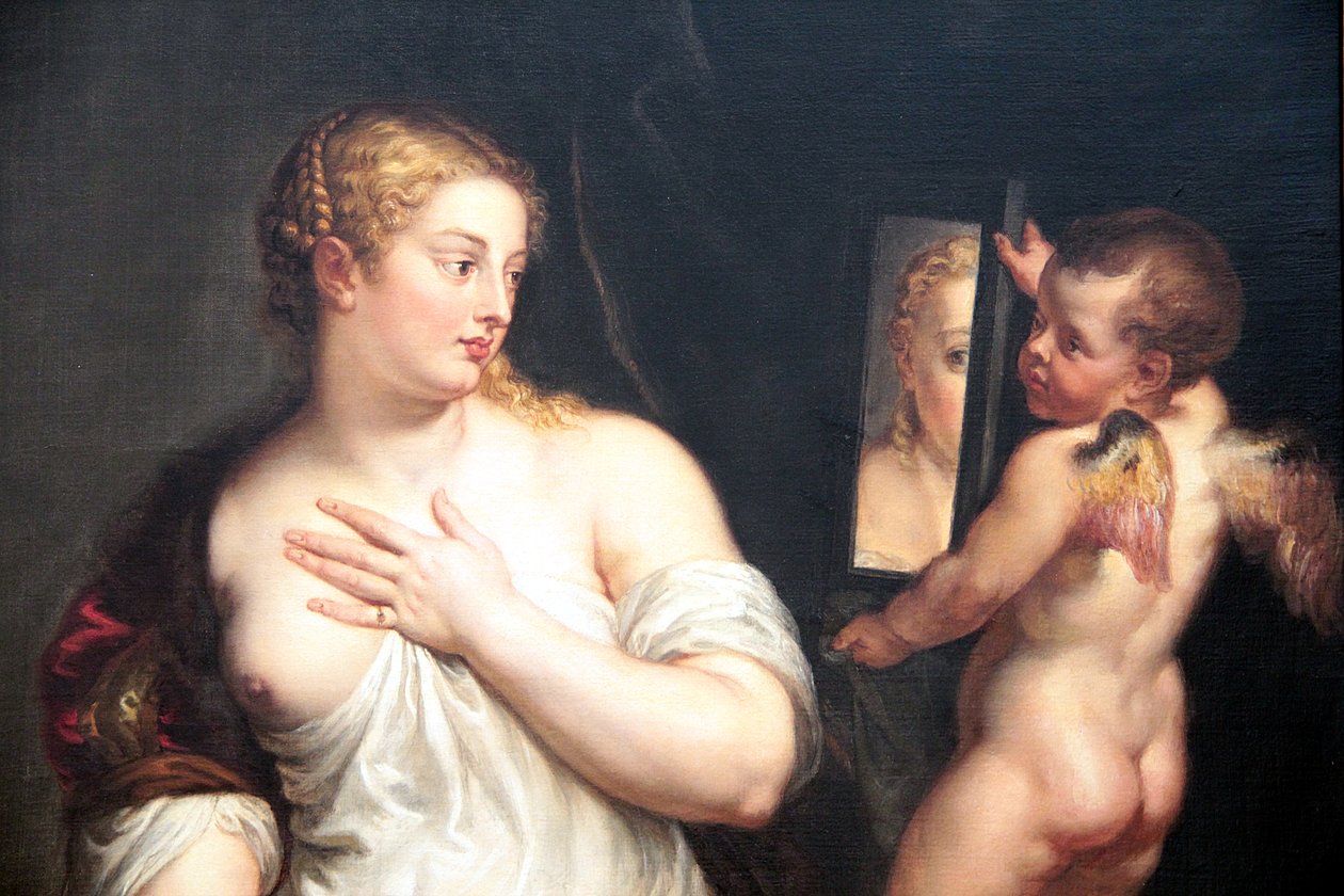 Venuše a Amor drží zrcadlo od Peter Paul Rubens