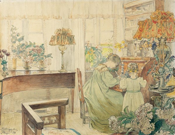 Marie a Vibeke Kroyer u stolu v domě v Skagen Plantage od Peder Severin Krøyer