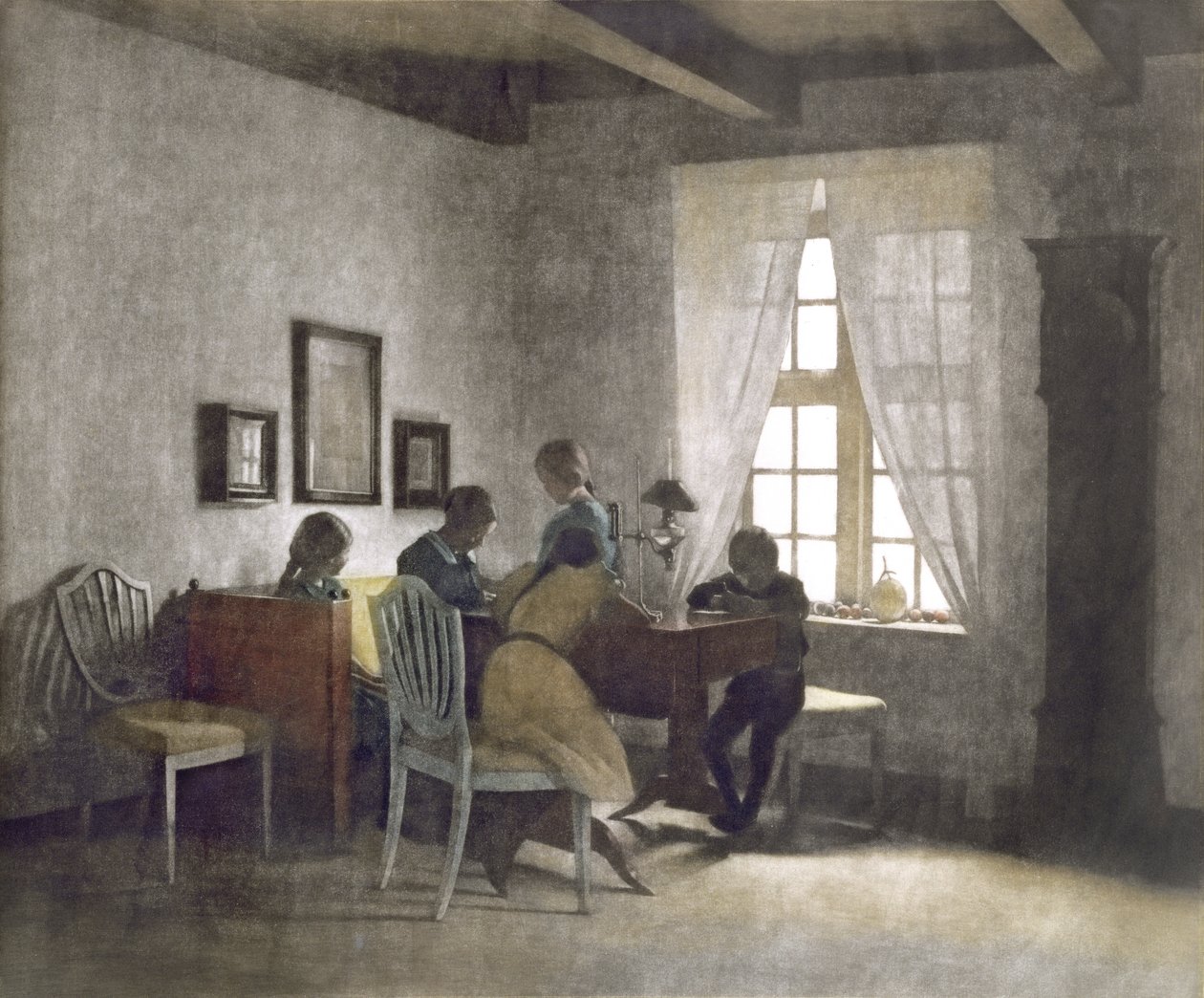 Děti u stolu (mezzotinta) od Peter Vilhelm Ilsted