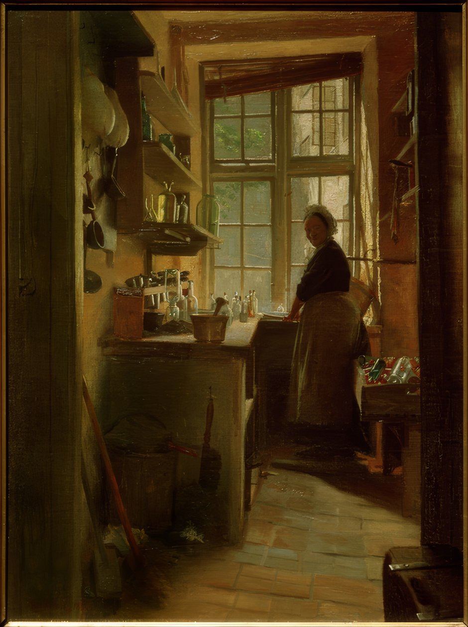 Místnost na mytí lahví pro lékárnu od Peter Vilhelm Ilsted