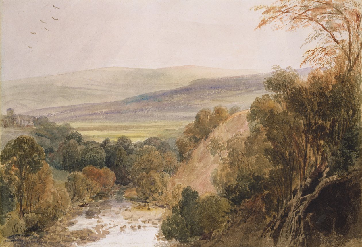 Pohled na řeku Wharfe, poblíž Bolton, Yorkshire (wc na papíře) od Peter de Wint