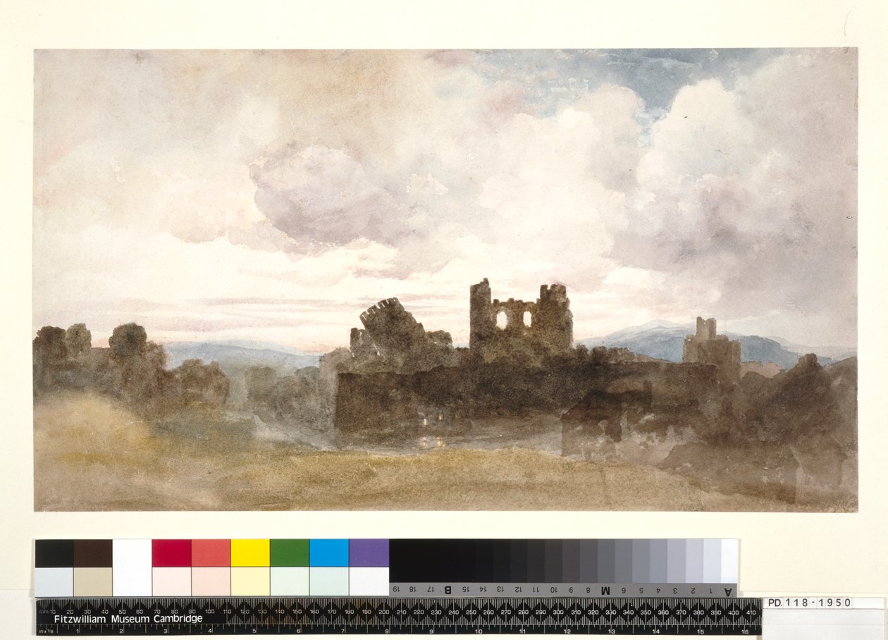 PD.118-1950 Caerphilly Castle (wc a tužka na papíře) od Peter de Wint