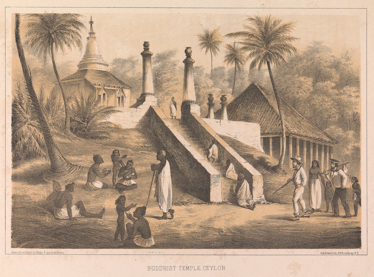 Buddhistický chrám, Ceylon od Peter Bernhard Wilhelm Heine