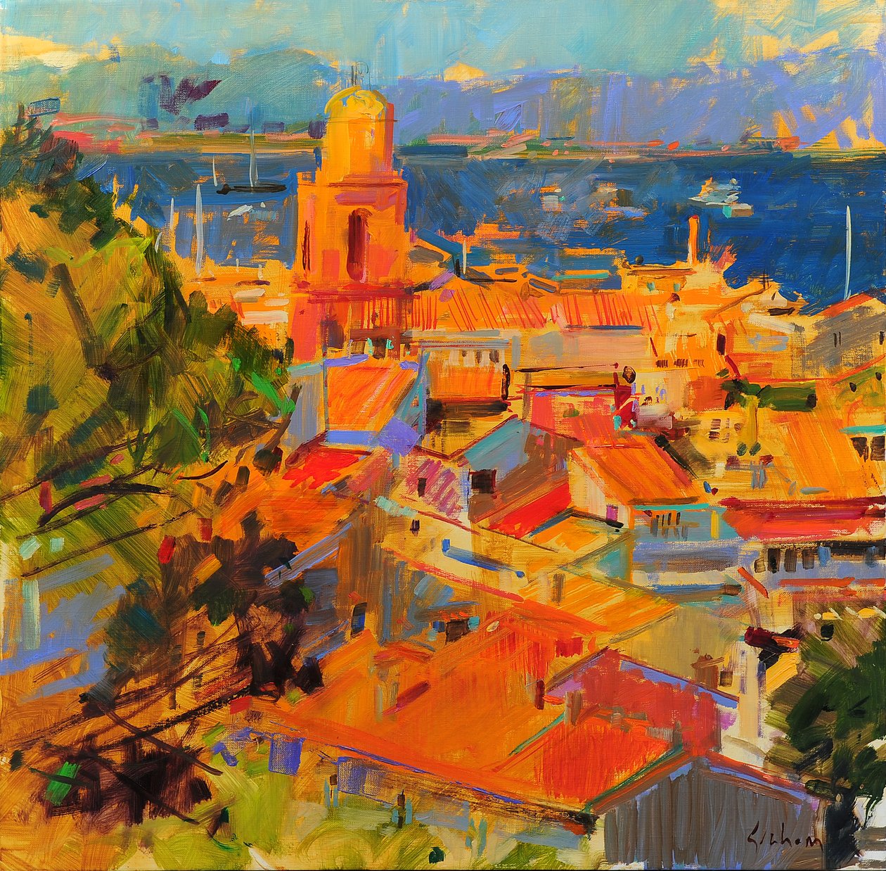 Záliv Saint Tropez od Peter Graham (Contemporary)