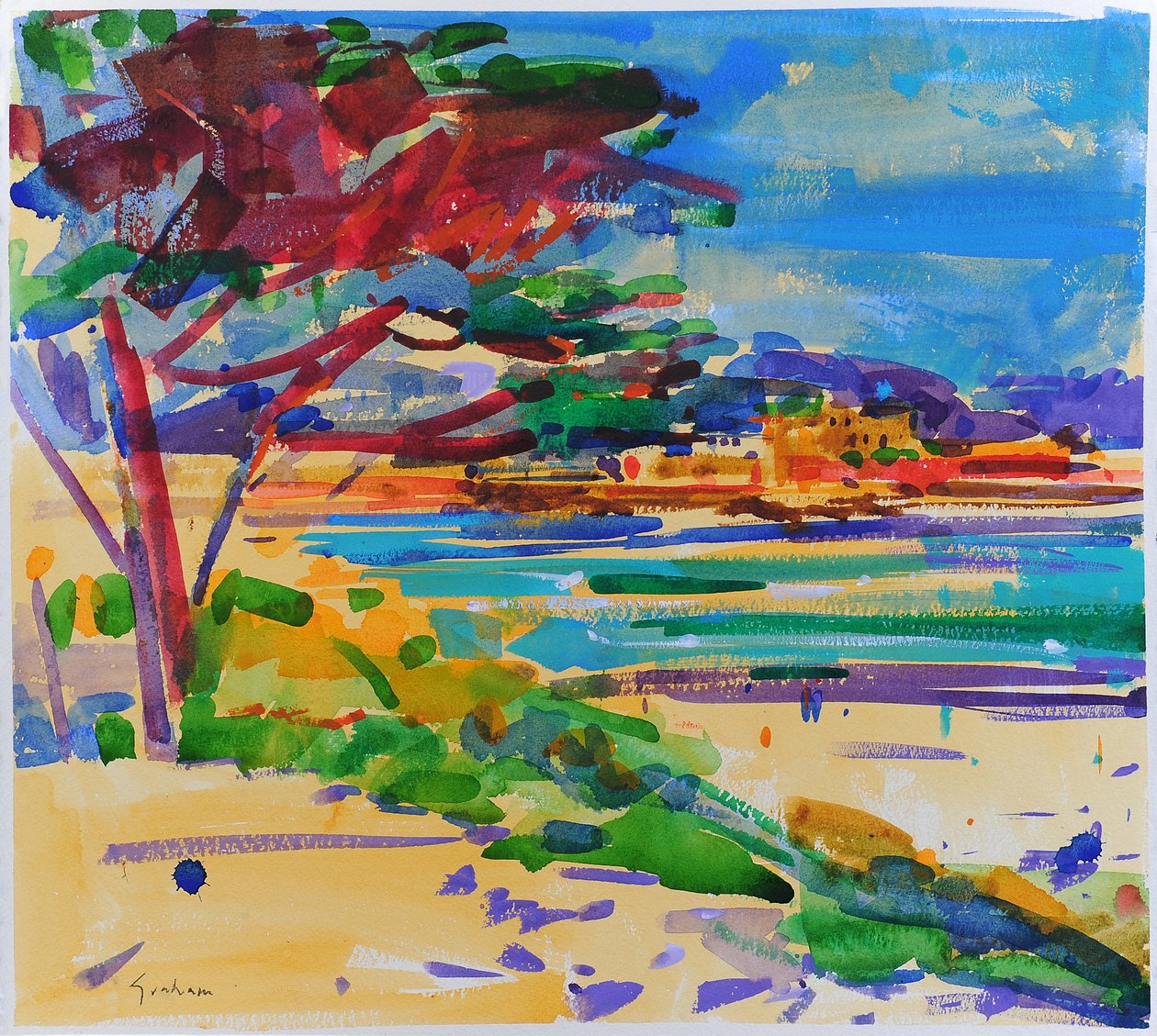 Vysoká duna, Carmel-by-the-Sea, 2022 (akvarel) od Peter Graham