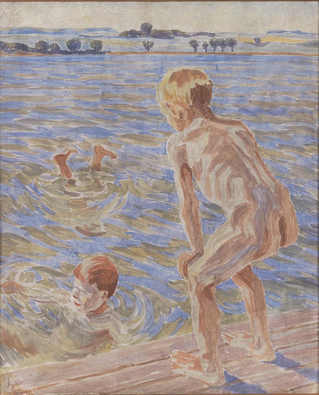 Chlapci koupání. Fåborgský fjord od Peter Hansen