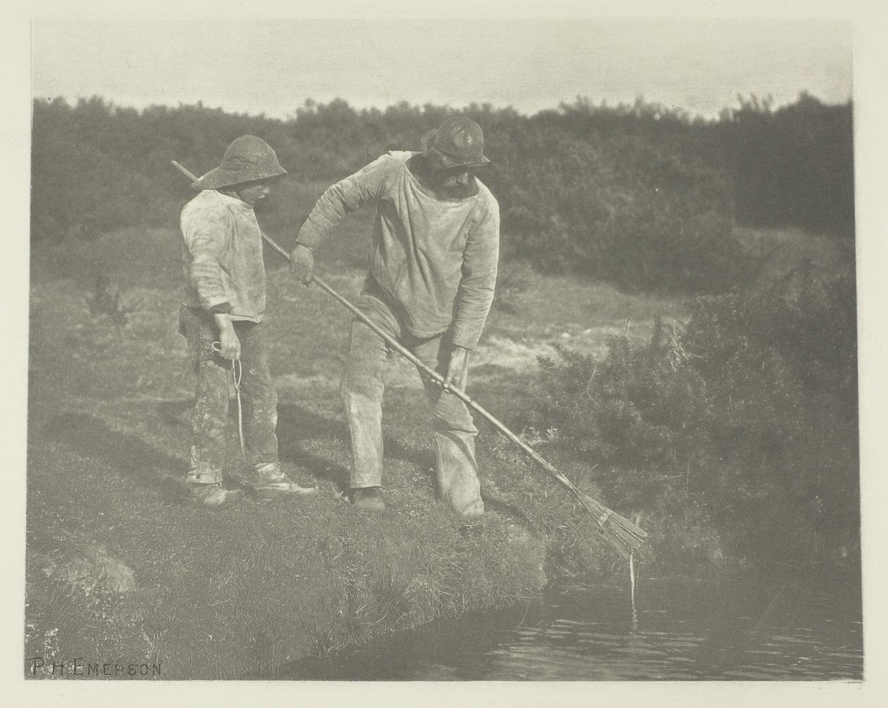 Sběr úhořů ve vodách Suffolk od Peter Henry Emerson
