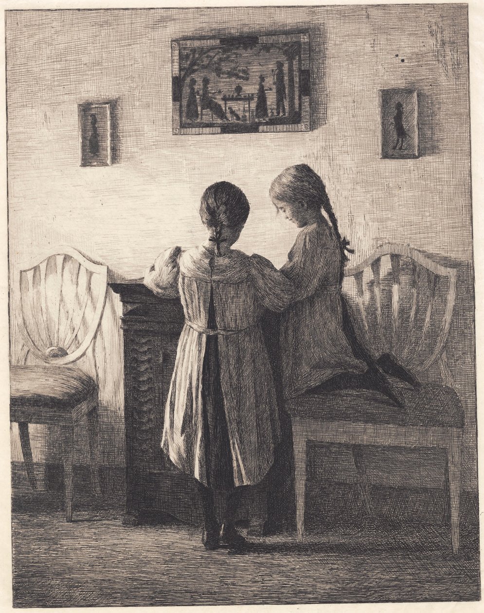 Interiér se dvěma malými dívkami od Peter Vilhelm Ilsted