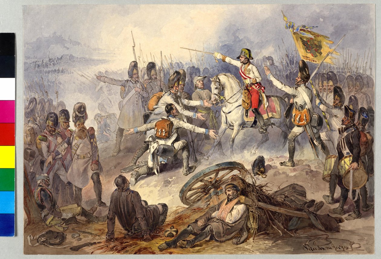 Bitva u Stockachu 1799 (akvarel) od Peter Johann Nepomuk Geiger