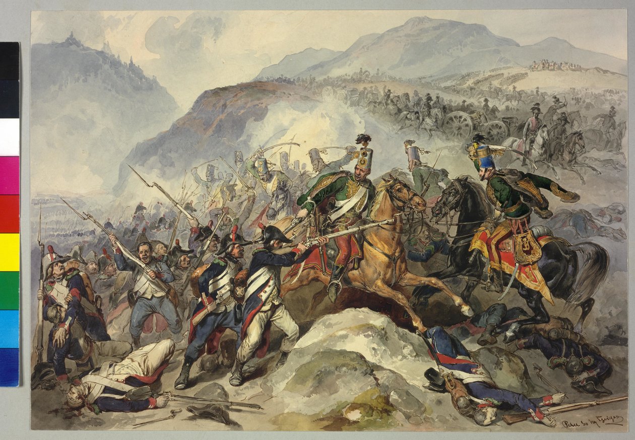 Bitva u Tarvisu 1797 (akvarel) od Peter Johann Nepomuk Geiger
