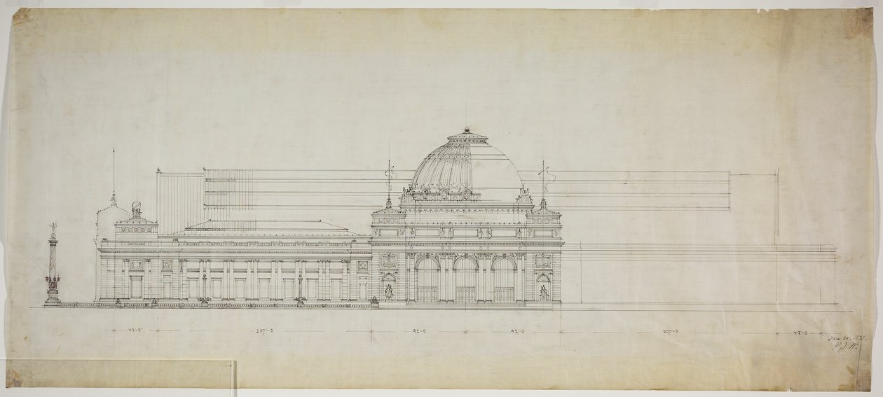 Lakefront Exhibition Hall, Chicago, Illinois, Elevation od Peter Joseph Weber