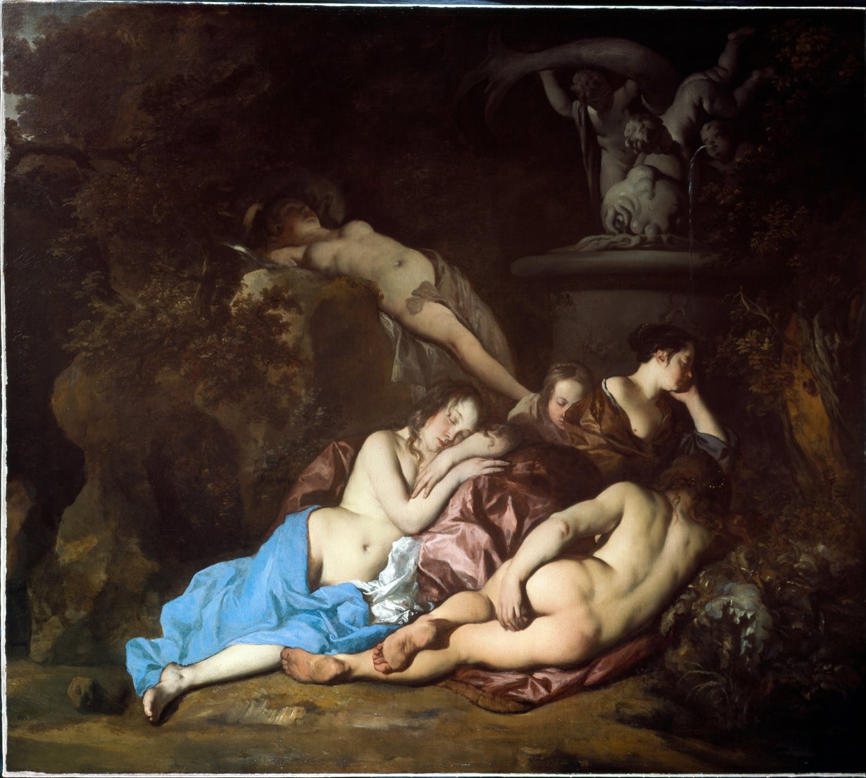 Nymfy u fontány od Peter Lely