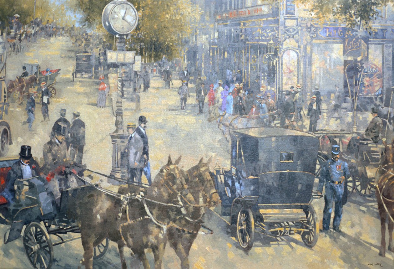 Carrefour Dronot, Intersection, Paříž (olej na plátně) od Peter Miller