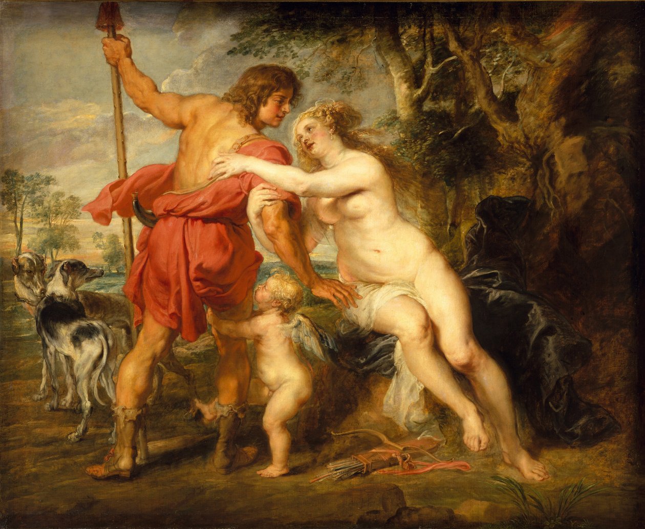 Venuše a Adonis, kolem 1635 od Peter Paul Rubens