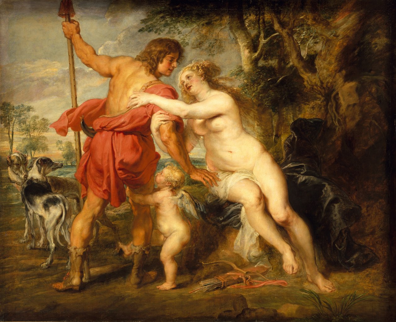Venuše a Adonis, pravděpodobně v polovině 30. let 17. století. od Peter Paul Rubens