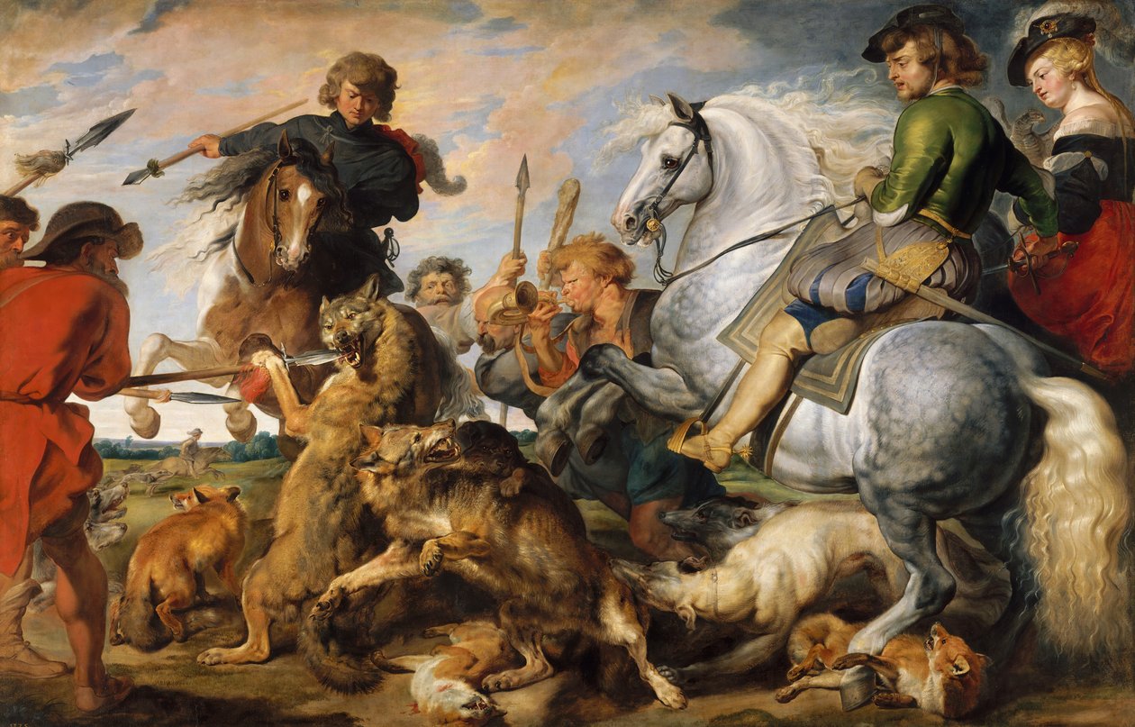 Wolf and Fox Hunt, ca. 1616. od Peter Paul Rubens