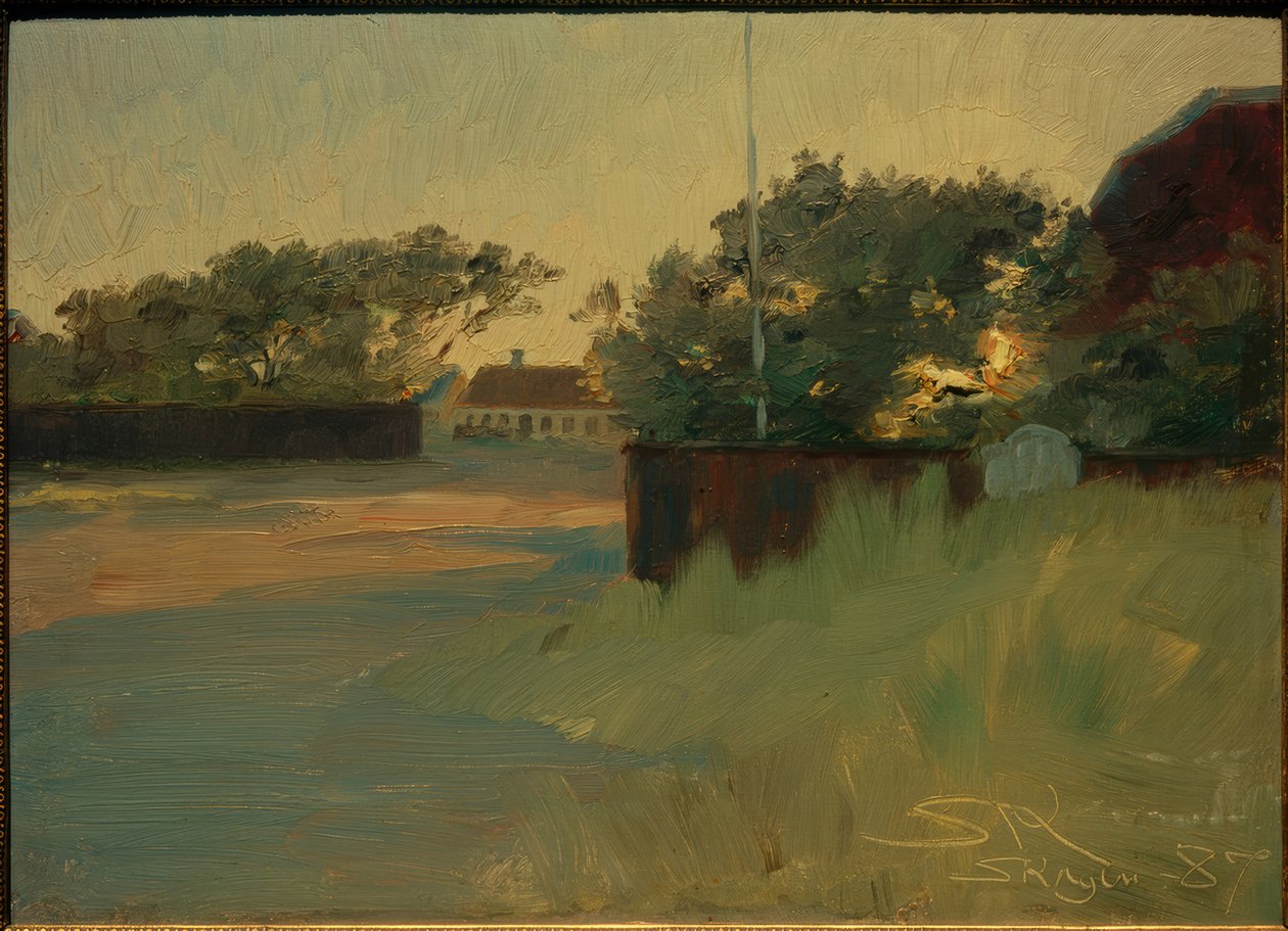 Pohled na zahradu Brödnum. západ slunce od Peder Severin Krøyer