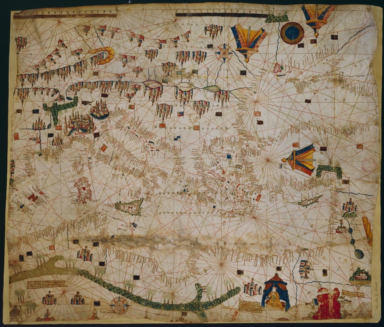 Námořní mapa Středozemního moře a Černého moře od Petrus Roselli