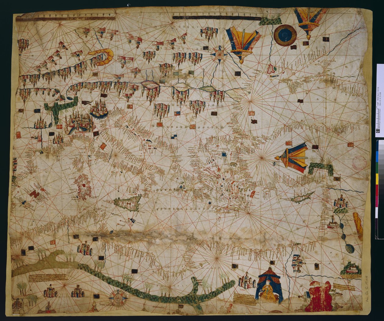 Námořní mapa Středozemního moře a Černého moře od Petrus Roselli