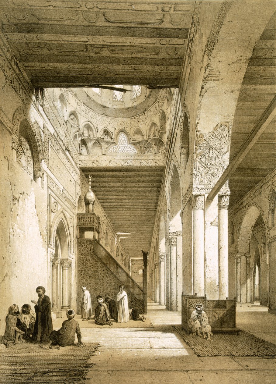 Interiér Maksury v mešitě Ahmada Ibn-Tulun v 9. století v Káhiře od Philibert Joseph Girault de Prangey