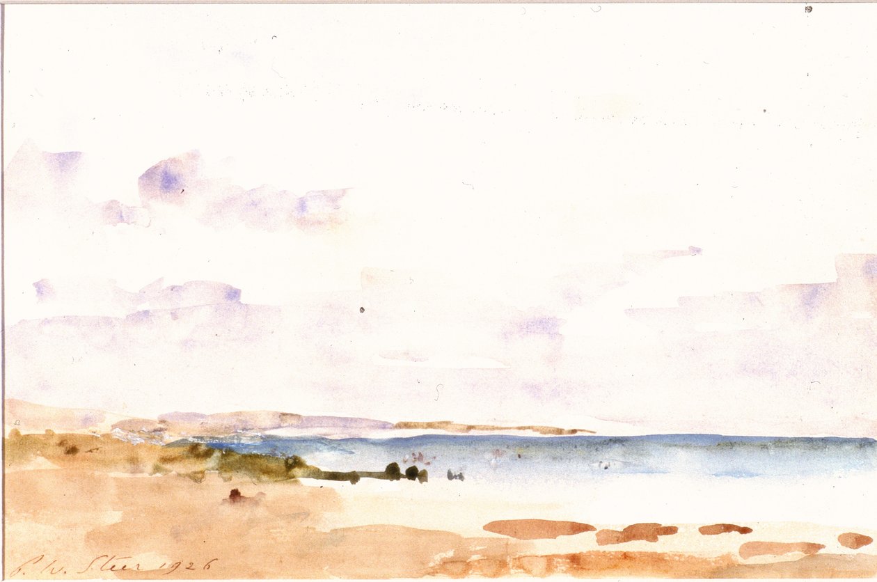 Pobřežní scéna (wc na papíře, nalepeno na kartě) od Philip Wilson Steer