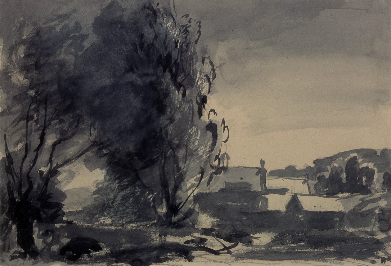 Domy mezi stromy, 1902 (wc na papíře) od Philip Wilson Steer