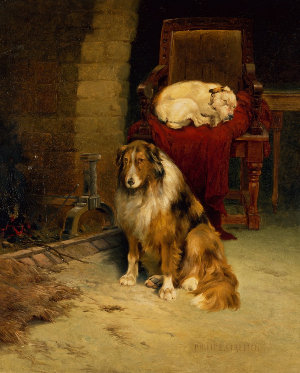 Fireside Companions (olej na plátně) od Philip Eustace Stretton