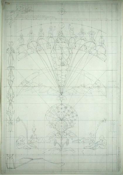 Noc (přípravné studium), 1803 (pero a černý inkoust přes tužku na papíře) od Philipp Otto Runge