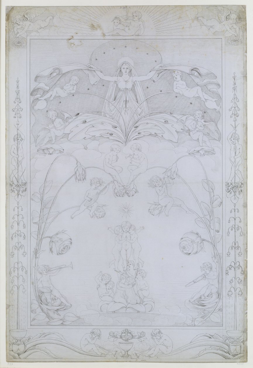 Večer, 1803 (inkoust na papíře) od Philipp Otto Runge