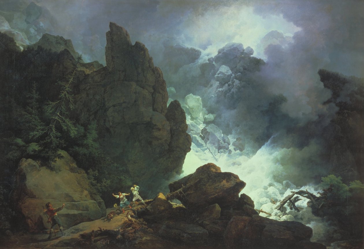 Lavina v Alpách od Philippe Jacques de Loutherbourg