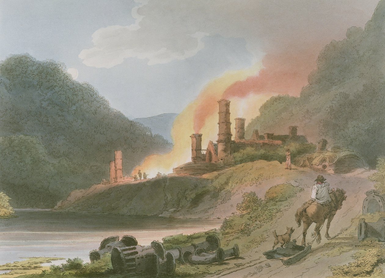 Iron Works, Coalbrook Dale, z „Romantické a malebné scenérie Anglie a Walesu“, 1805 od Philippe Jacques de Loutherbourg