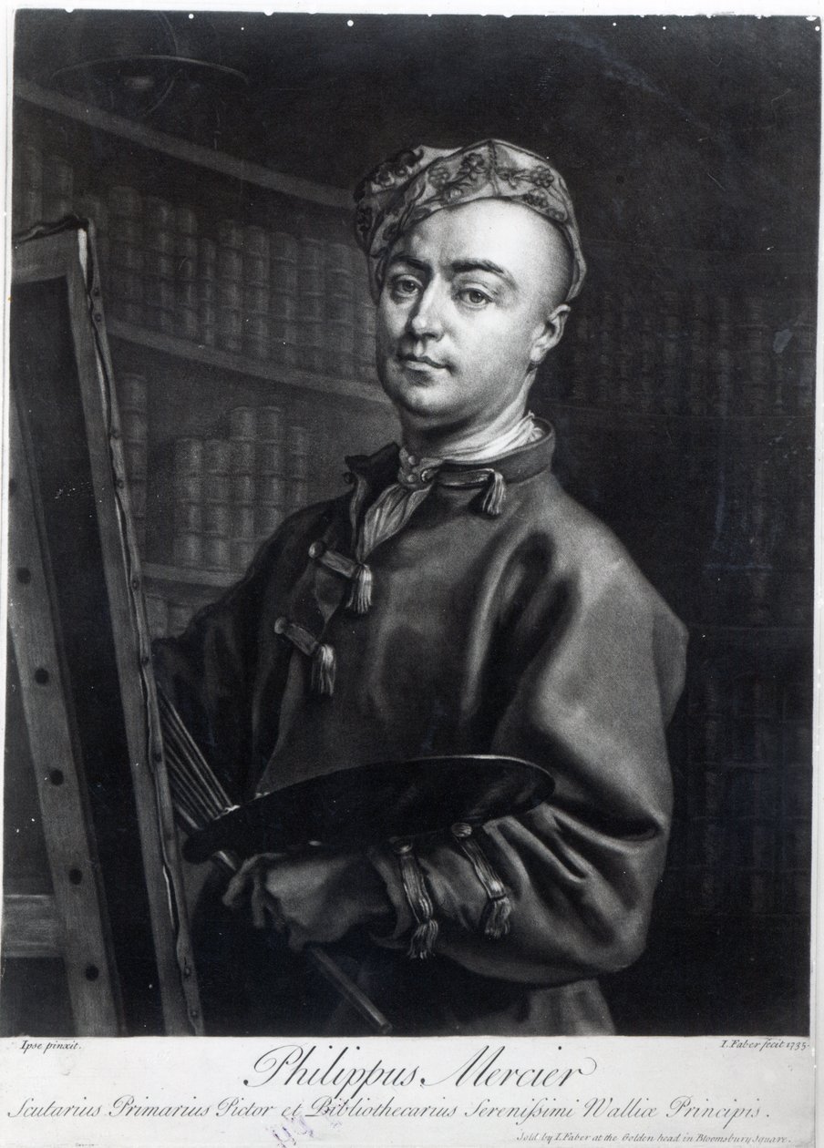 Autoportrét, vyrytý Johnem Faberem, 1735 od Philippe Mercier