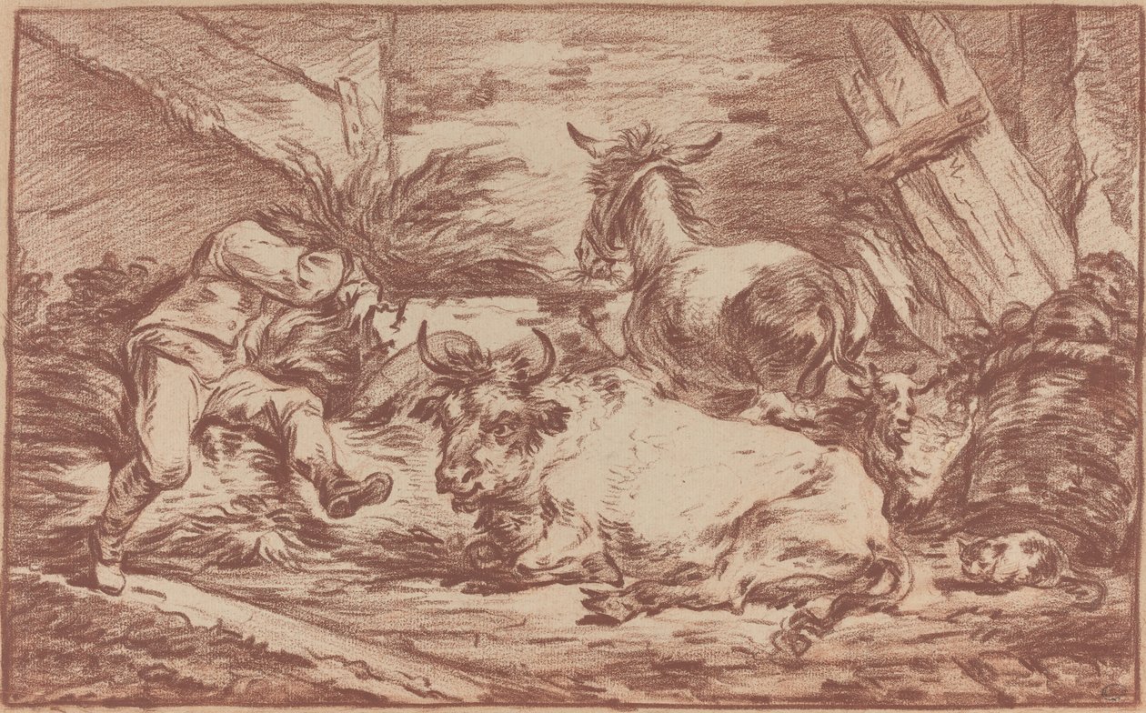 Zvířata ve stáji od Philippe Jacques de Loutherbourg II