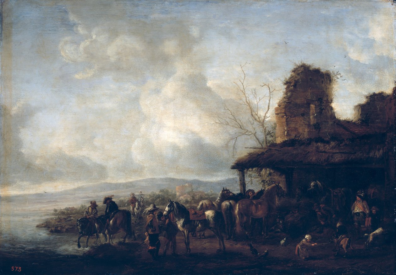 Stáj zchátralého domu, c.1640 od Philips Wouwerman