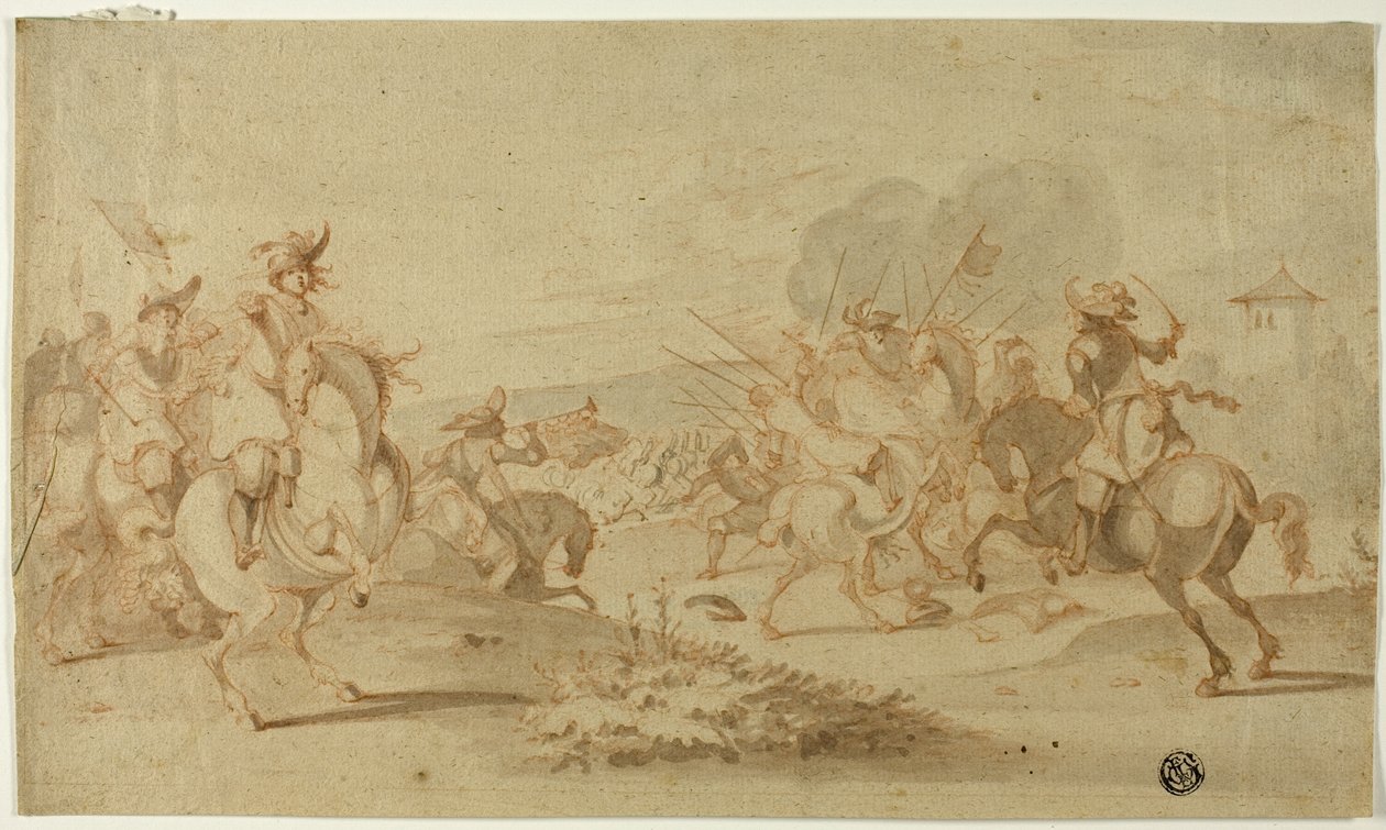 Kavalerie v bitvě od Philips Wouwerman