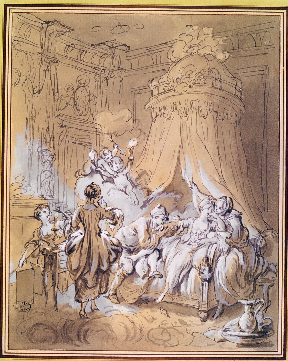 Svatební noc (akvarel a inkoust na papíře) od Pierre Antoine Baudouin