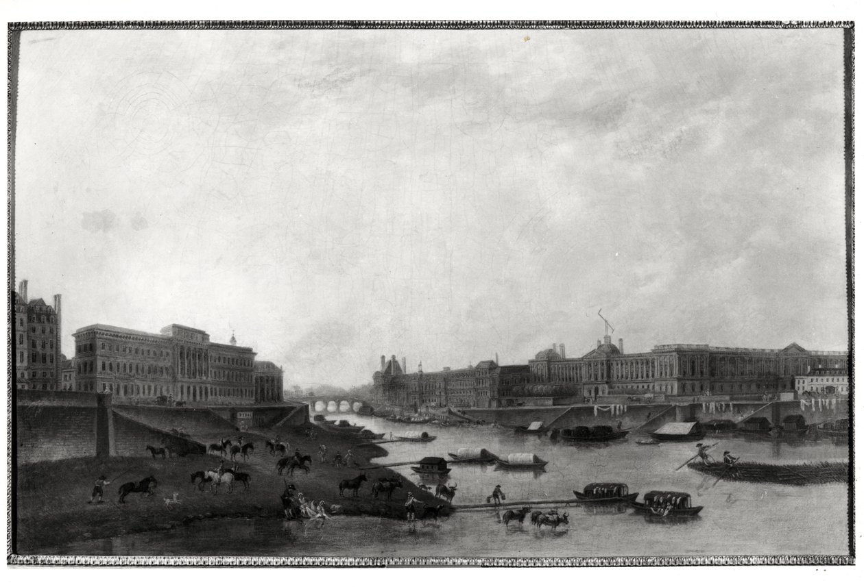 Pohled na Paříž z Pont-Neuf, kolem roku 1800 od Pierre Antoine Demachy