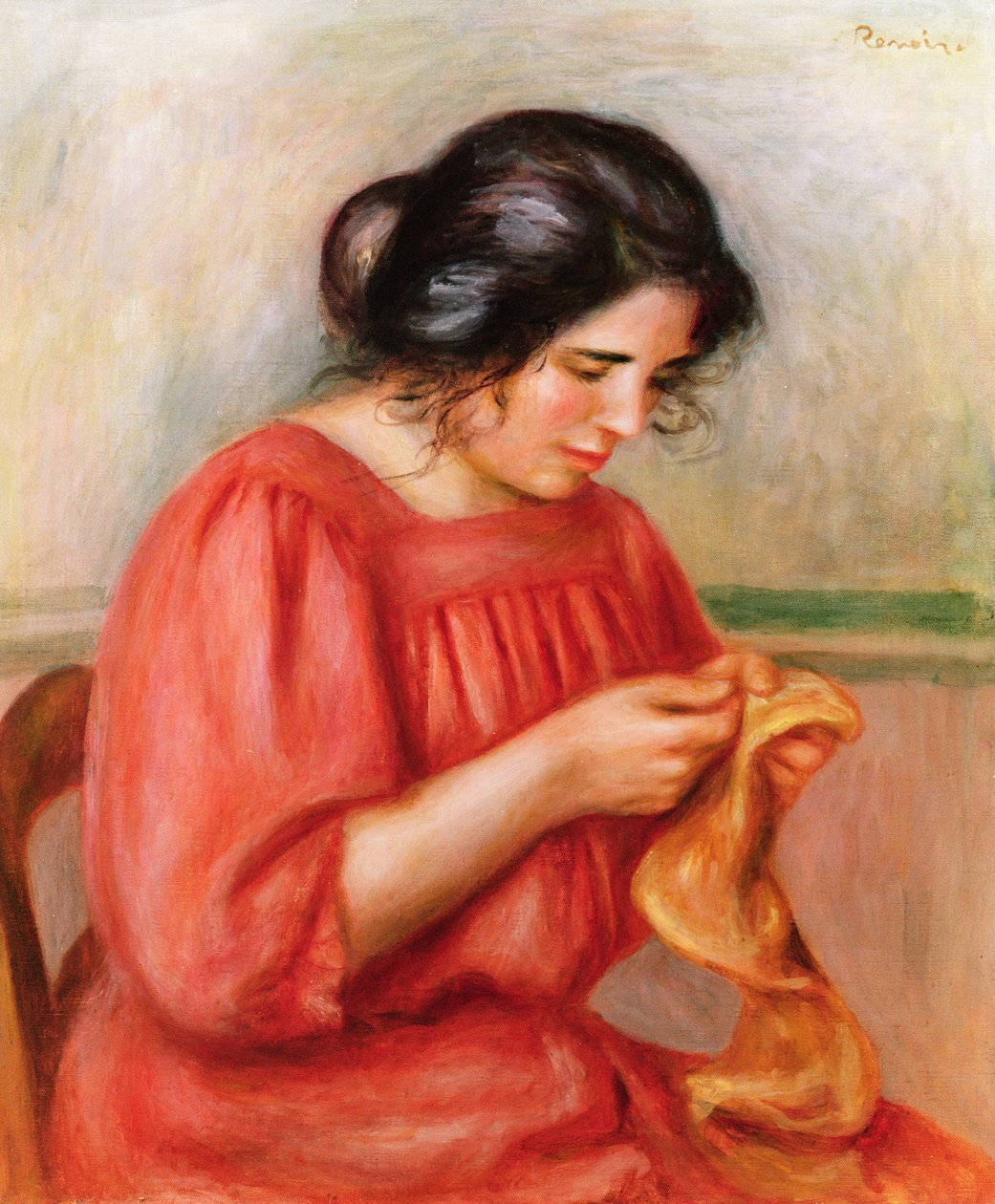 Gabrielle Darning, 1908 od Pierre Auguste Renoir