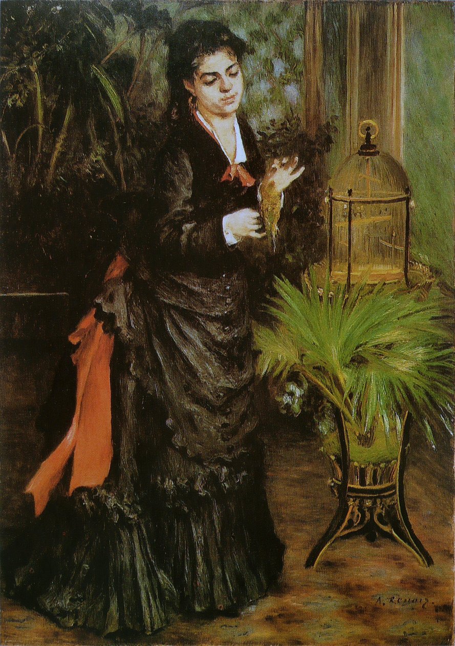 Žena s andulkou od Pierre Auguste Renoir