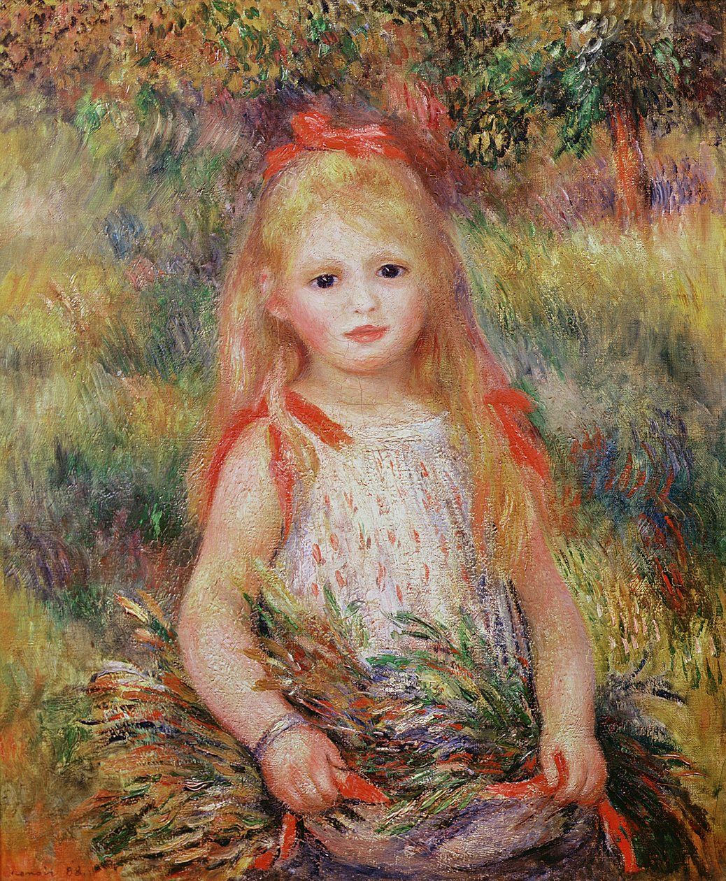 Holčička nesoucí květiny aneb The Little Gleaner, 1888 od Pierre Auguste Renoir