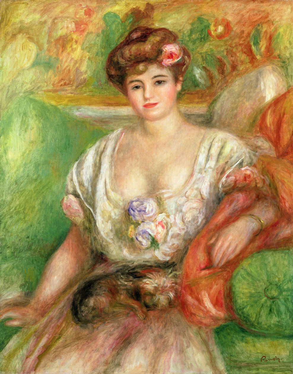 Misia Sert (1872-1950) s Lap Dogem, kolem roku 1906 od Pierre Auguste Renoir